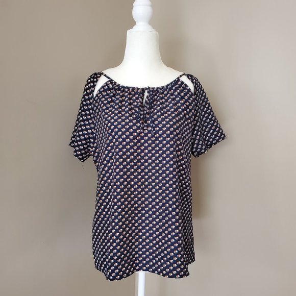 Anthropologie Tulle Elephant Print Tie Front Top - Picture 2 of 14